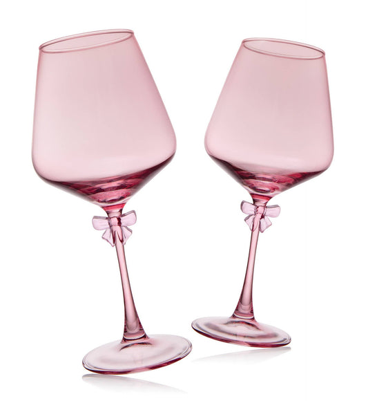 Runway Bow Balloon Wine Goblet Blush - Coquette