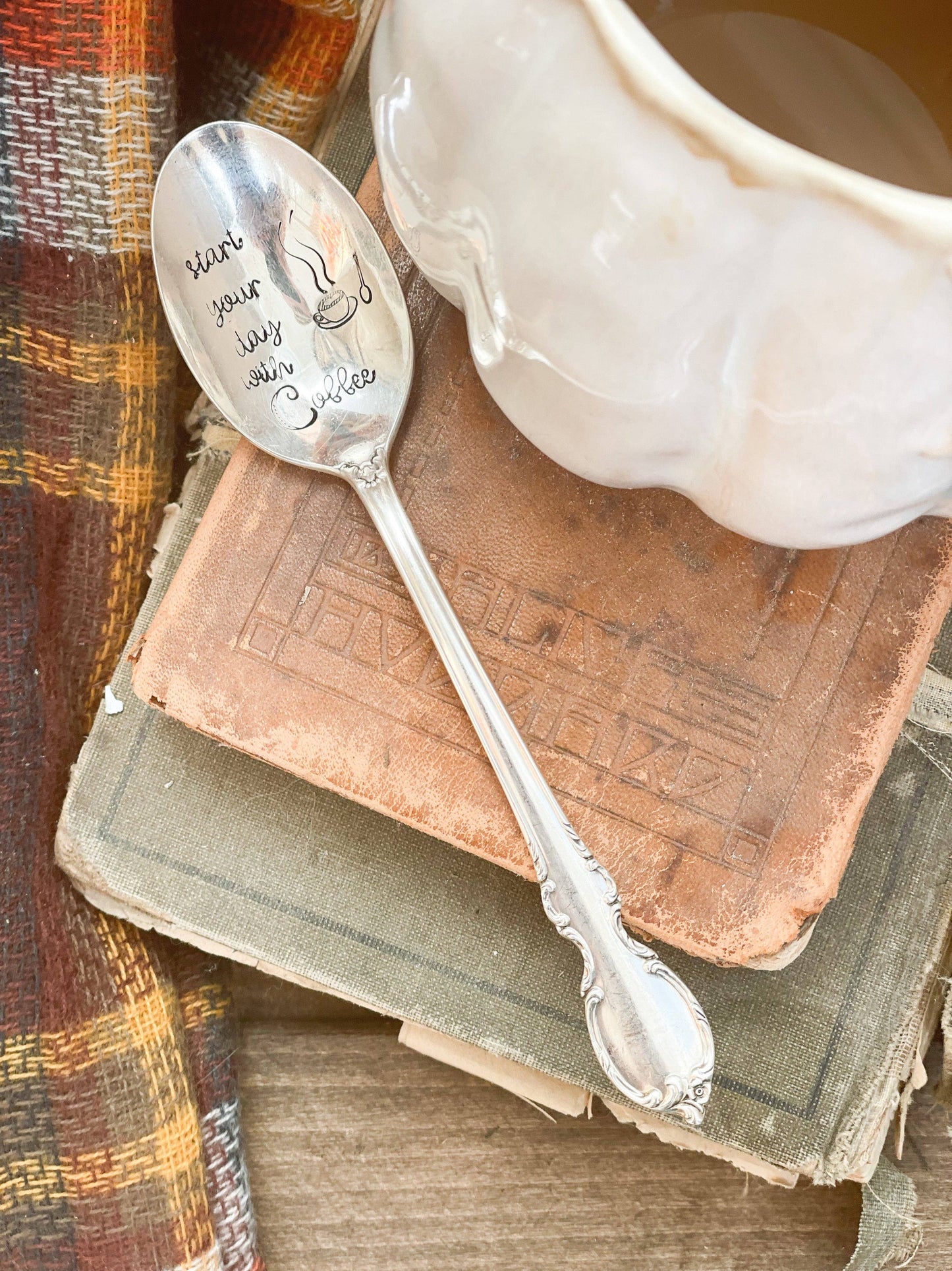 Start Your Day With Coffee Vintage Stamped Spoon