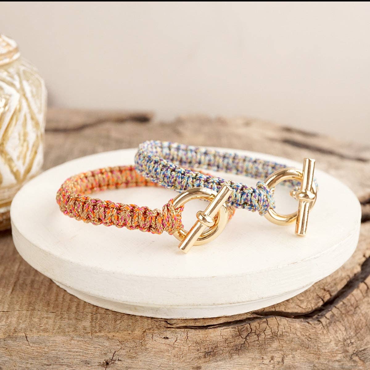 Statement Cord Bracelet – Braided Gold Toggle Bracelet