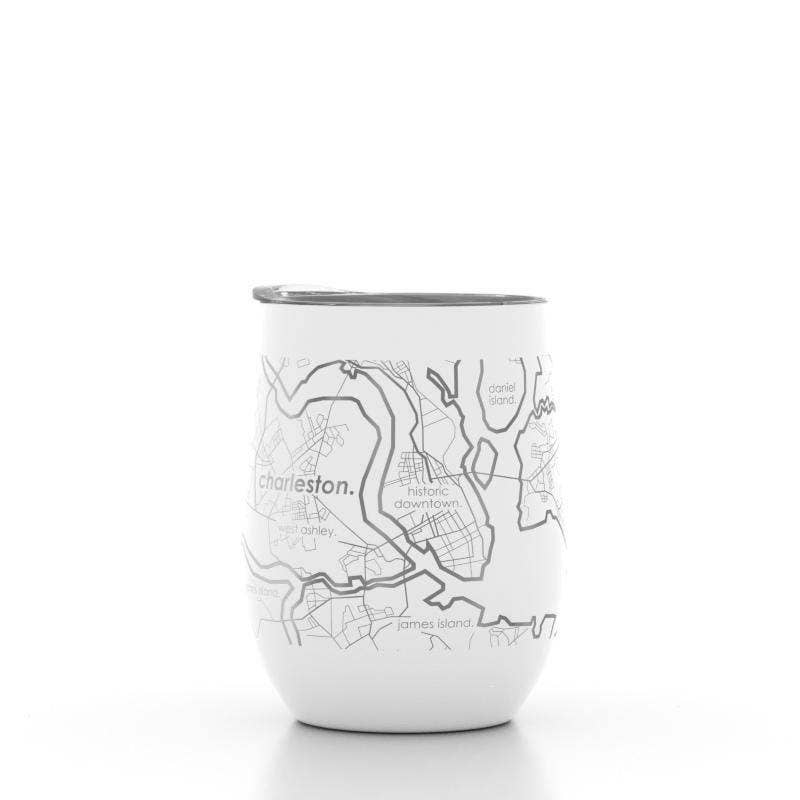 Charleston SC Map 12 oz Insulated Wine Tumbler