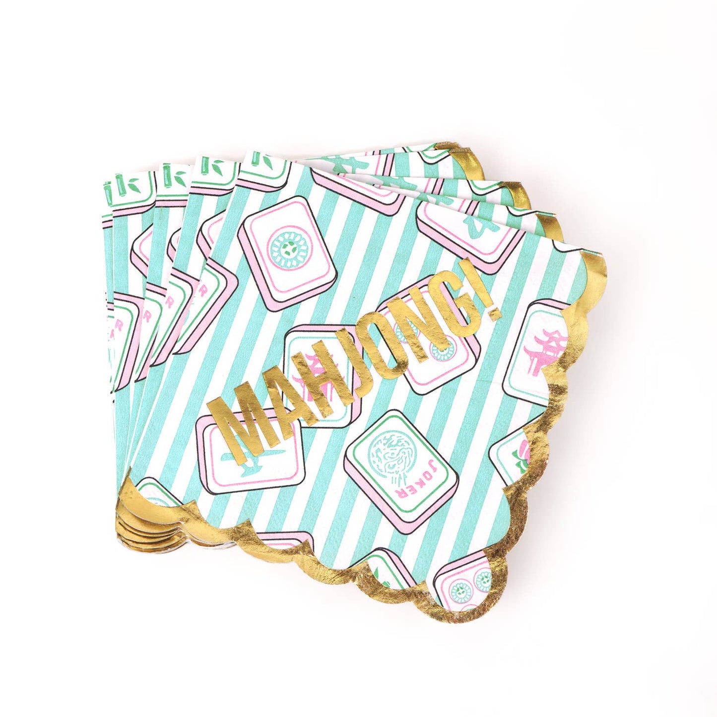 Mahjong Stripe Paper Beverage Napkin 16 Count Pack