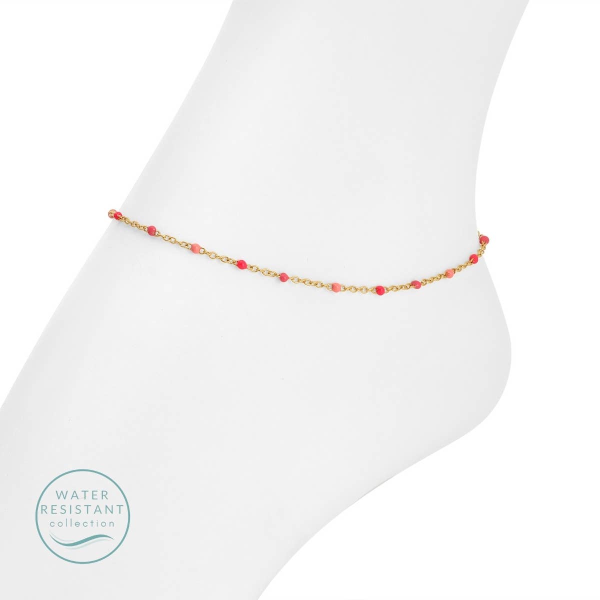 Sweetly Colored Delicate Chain Anklet, Water Resistant