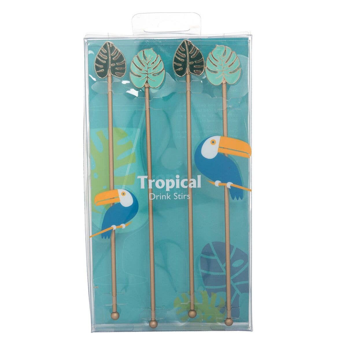 Stainless Tropical Leaf Drink Stirrers 7.5"