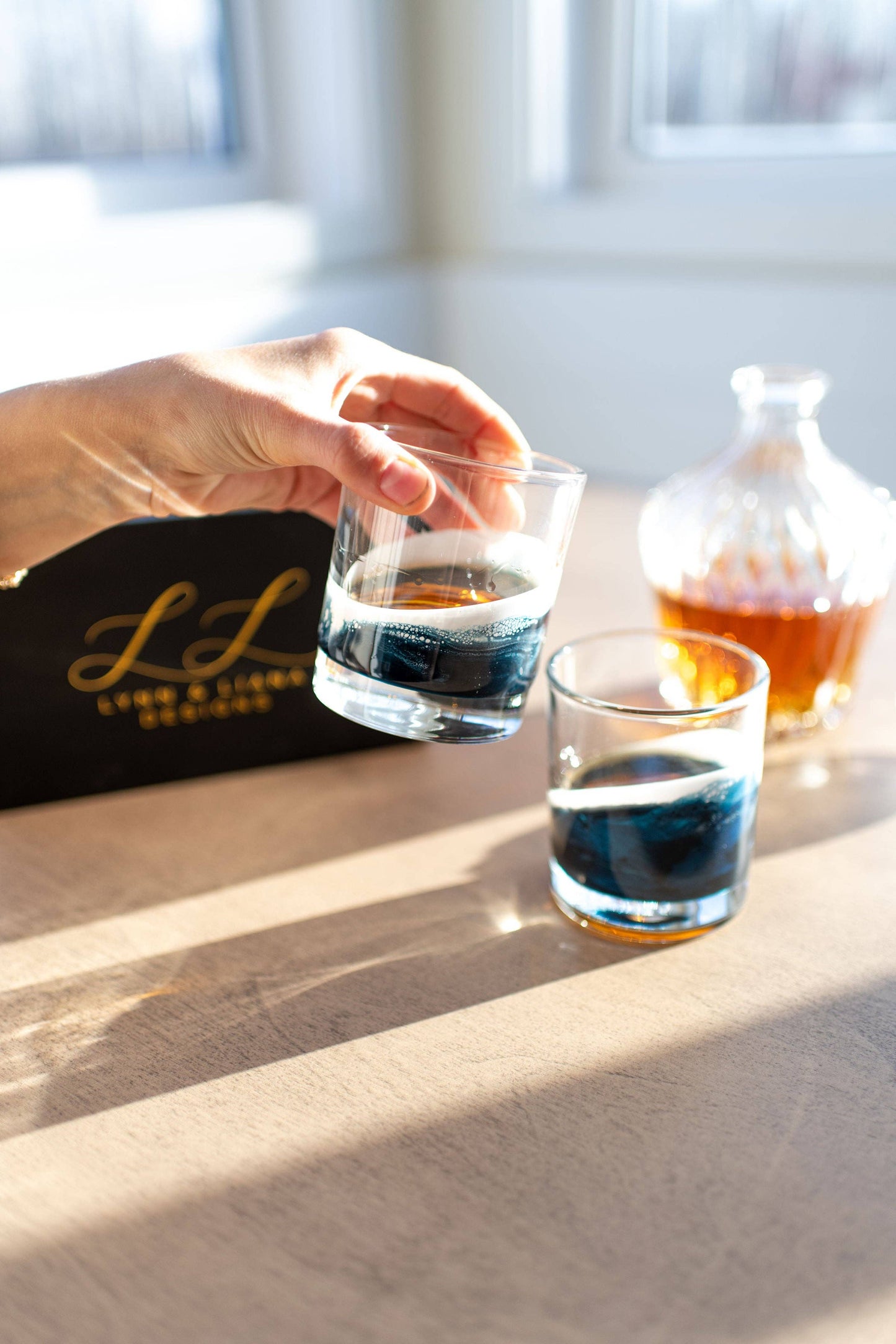 Resin Coated Old Fashioned Whisky Glasses