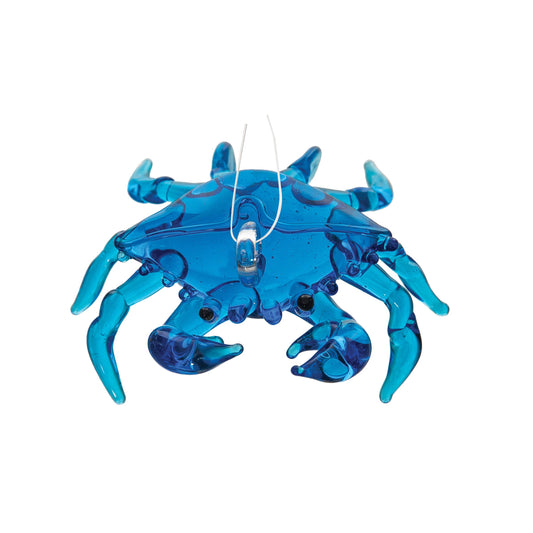 Christmas Blue Crab Glass Ornament