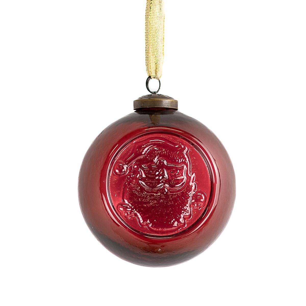 St. Nicholas Glass Ornament   Red   4"