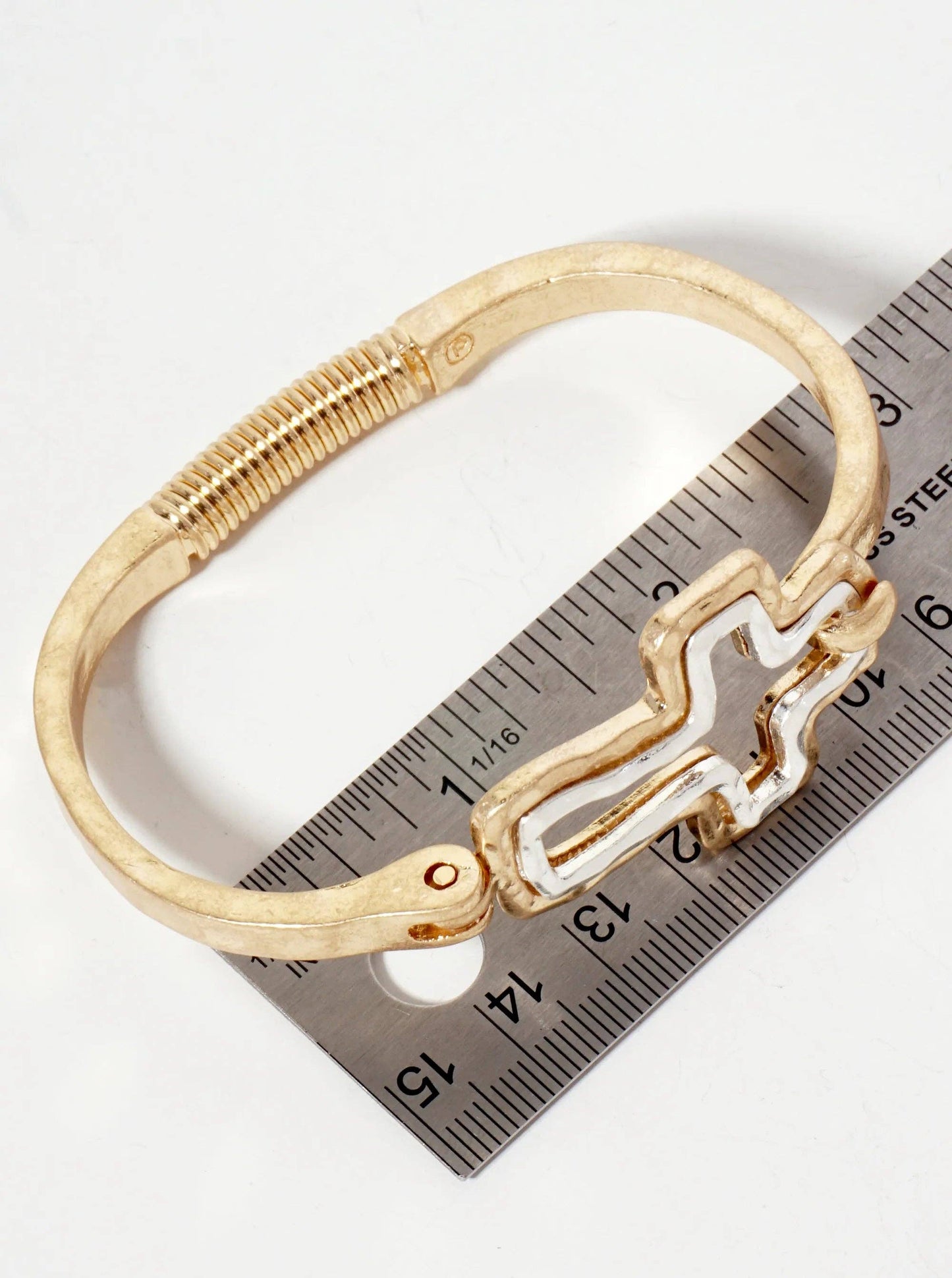 Hammered Metal Dual-Tone Cross Hook-Clasp Bracelet