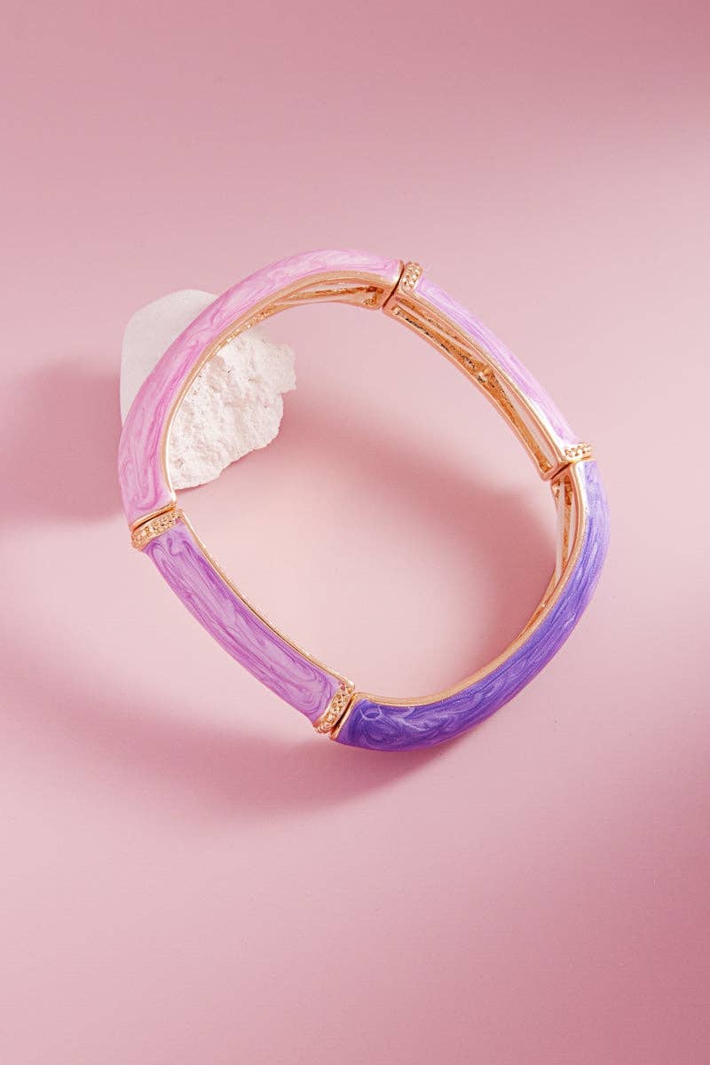 Square Color Ename Bangle Style Stretch Bracelet