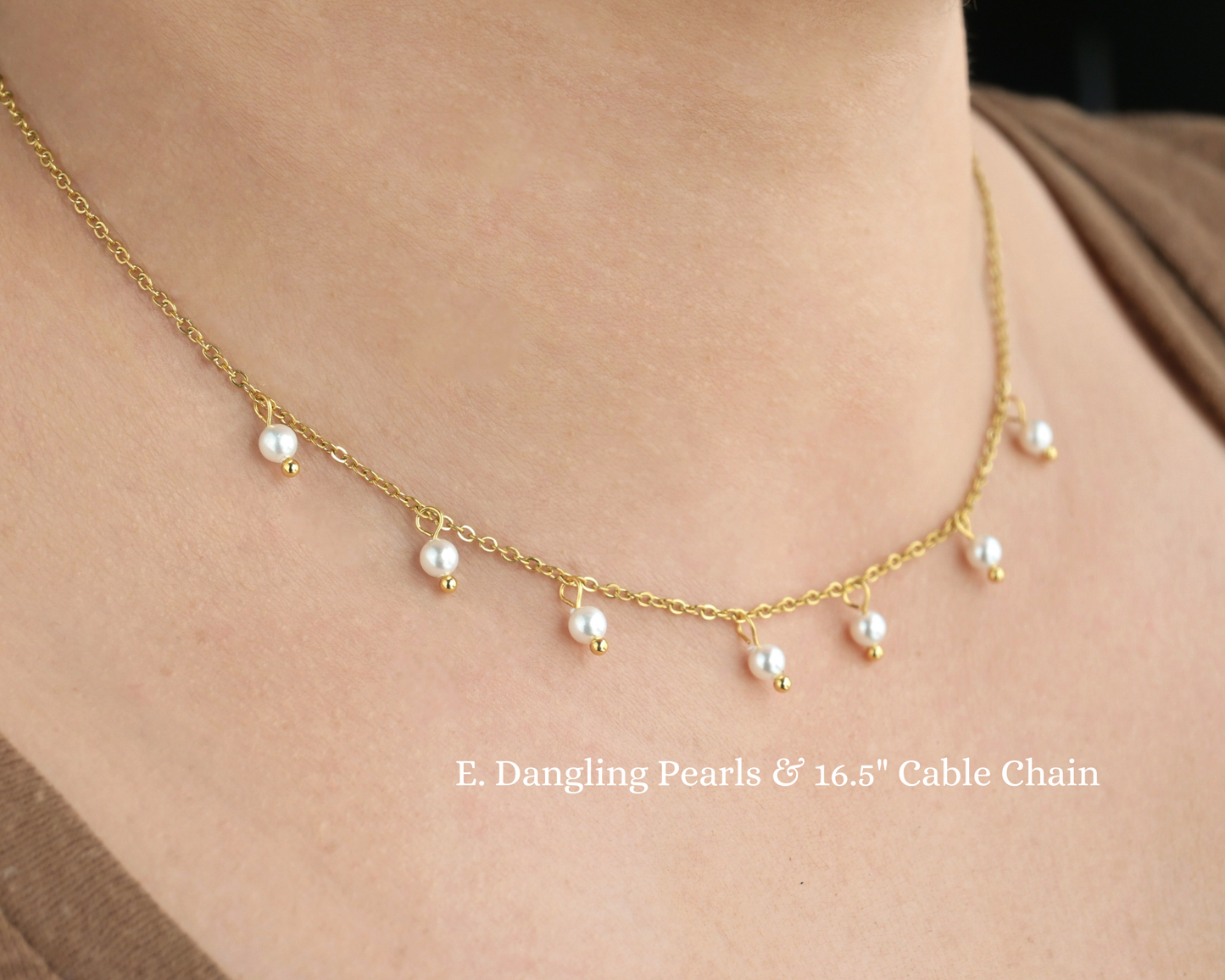 Gold Pearl Chain Necklaces - Waterproof Assorted Peal Chains