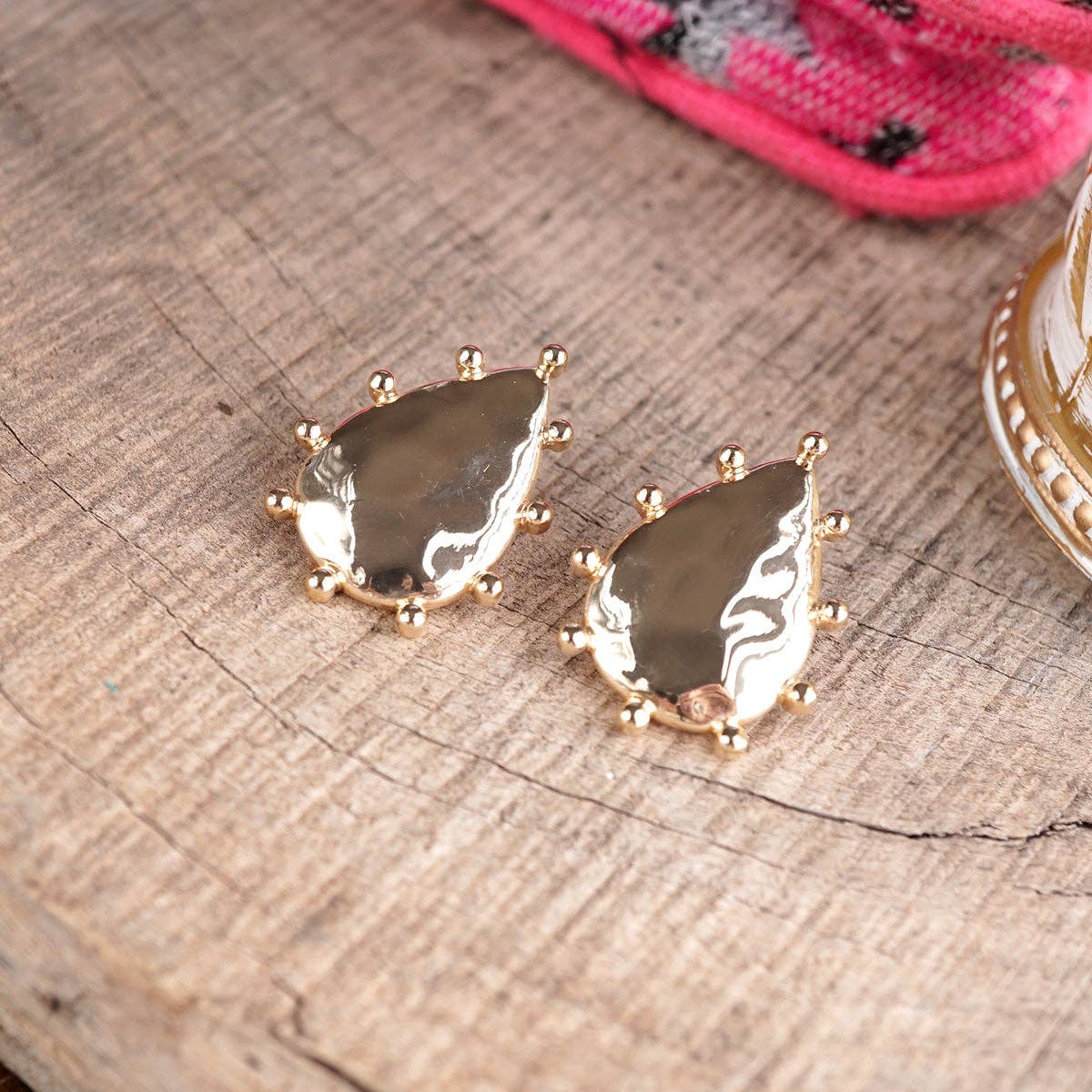 Sun Relic – Hammered Teardrop Stud Earrings