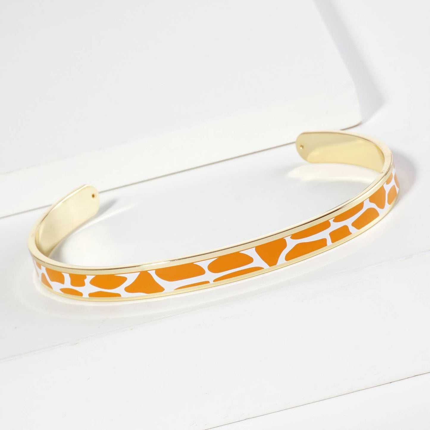 18k gold two-tone animal print game day enamel cuff bracelet