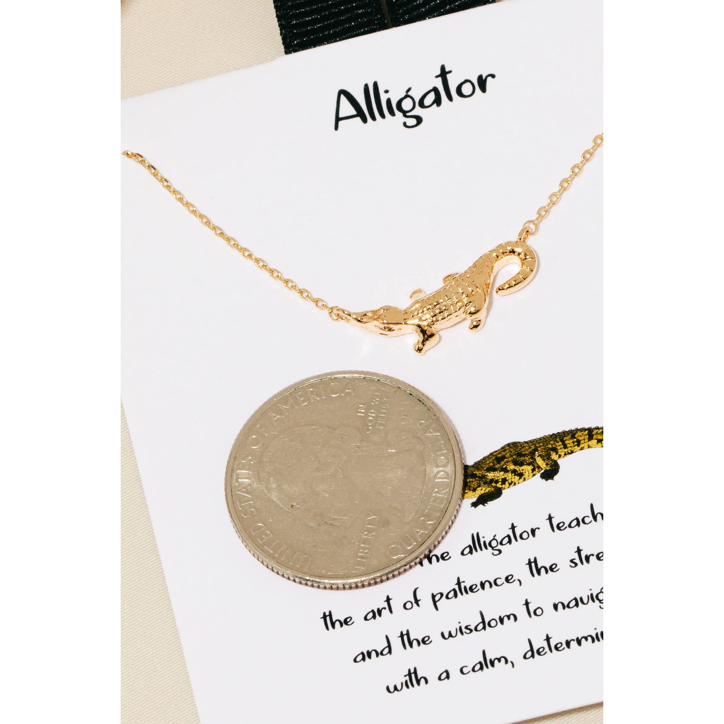 Gold Dipped Alligator Pendant Necklace
