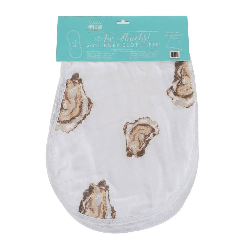 Aw Shucks! Oyster Baby Burp Cloth and Bib 2 in 1  Perfect Baby Shower Add On