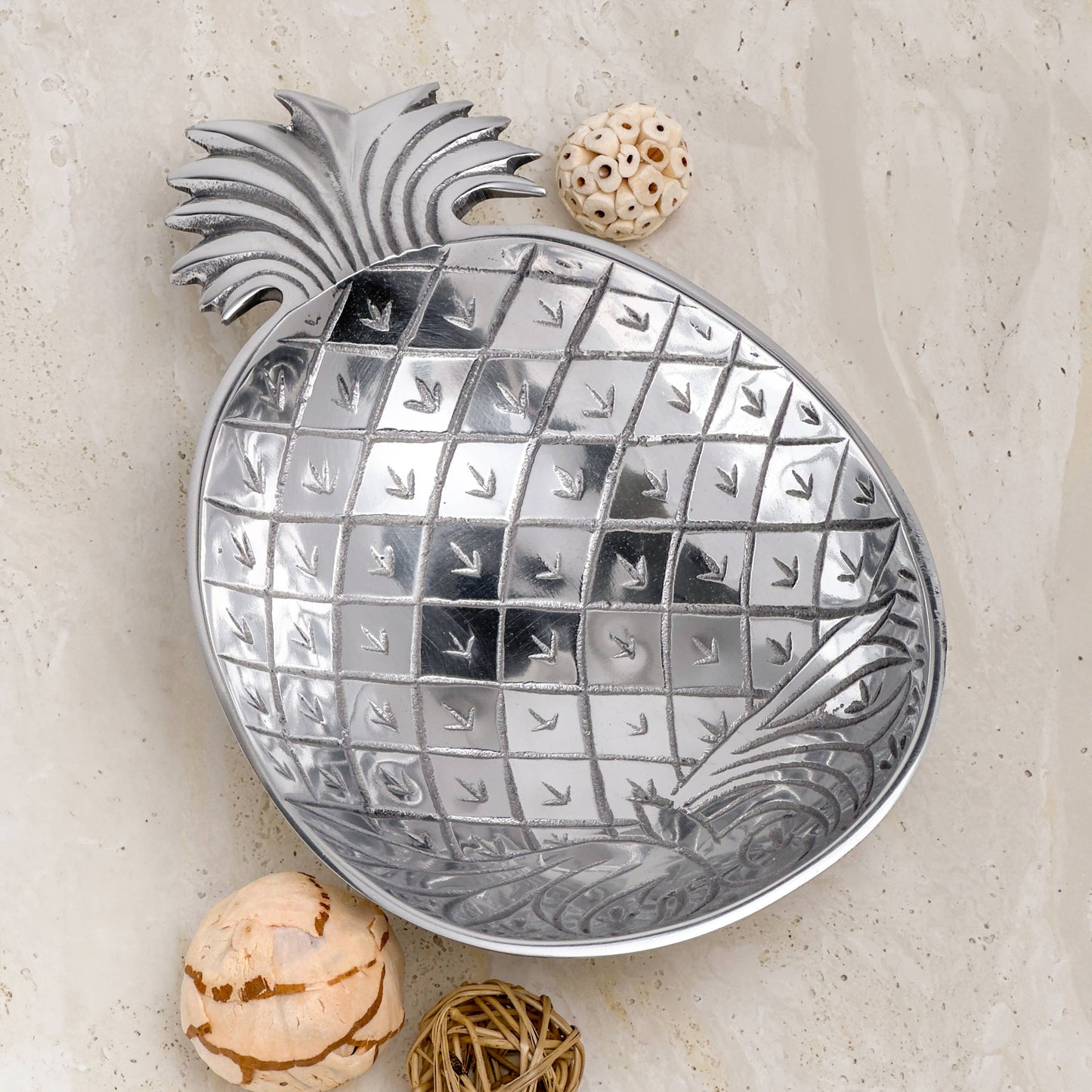 Etched Aluminum Pineapple Dish Small