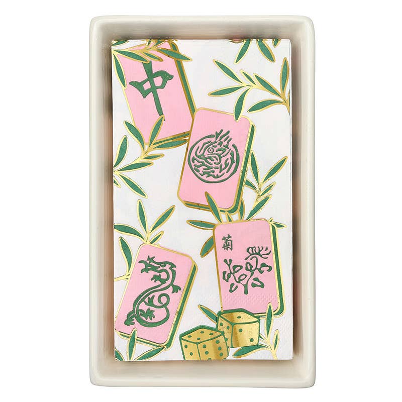 Ceramic Guest Napkin Tray + Napkins - Tiles