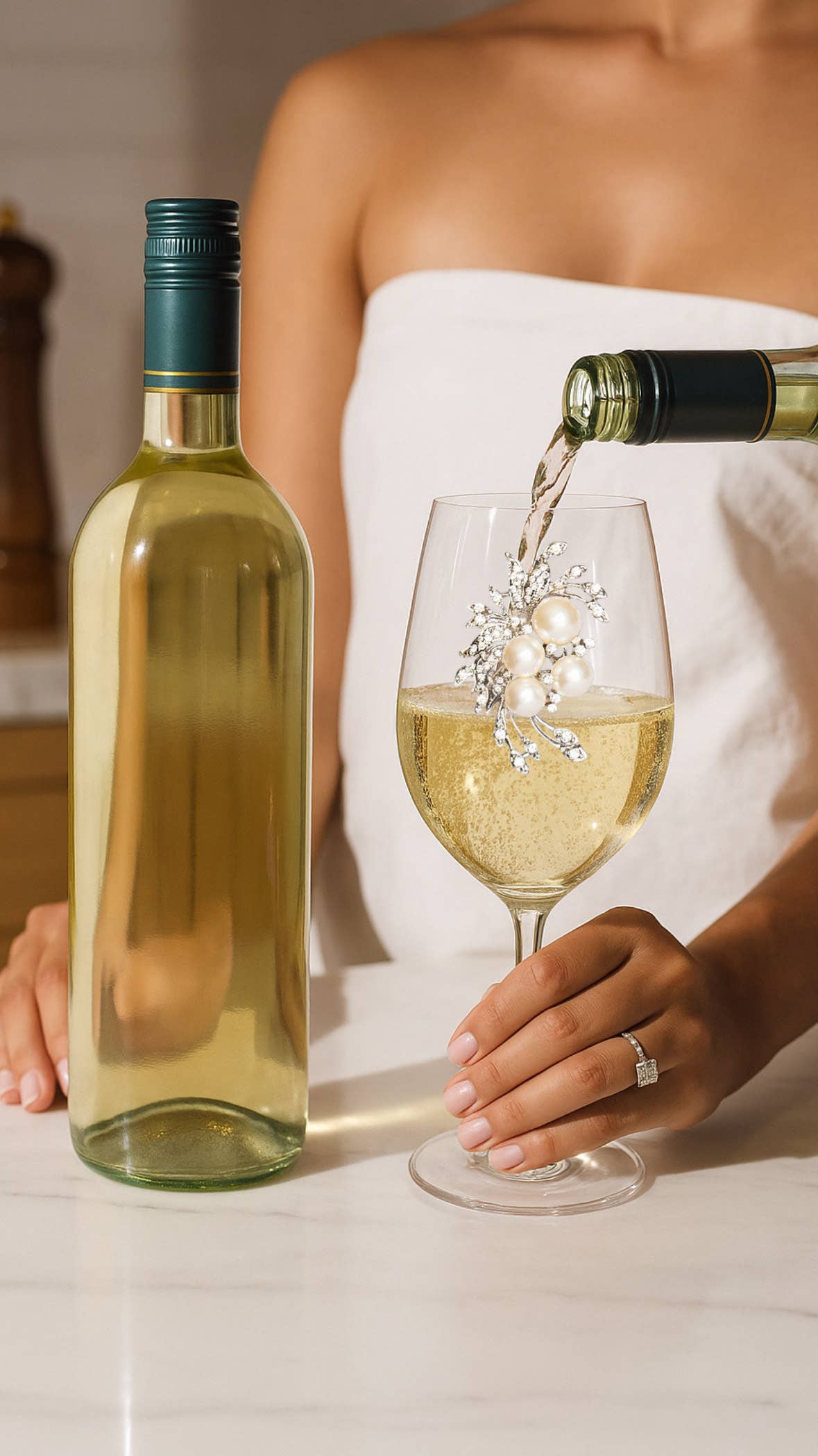 Pearl Bouquet Jeweled Stemmed Wine Glass