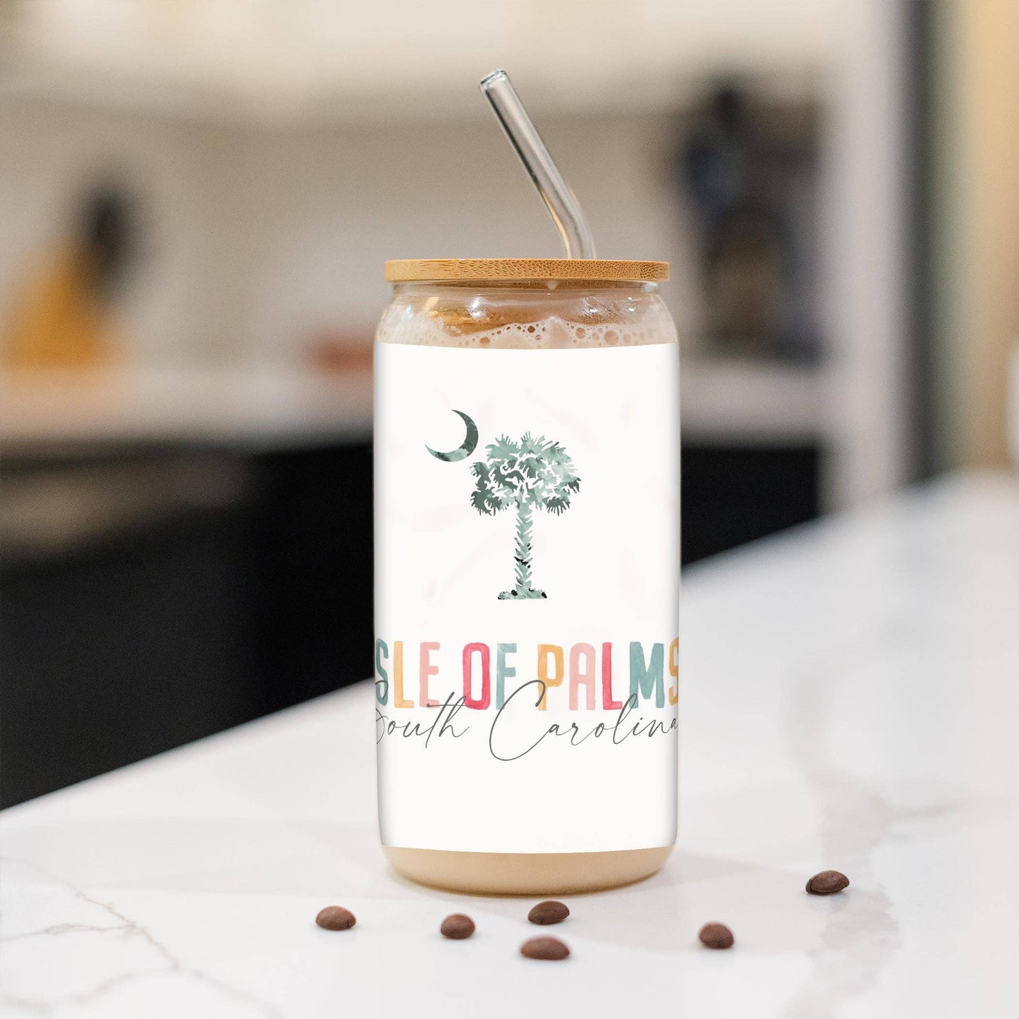 Isle Of Palms South Carolina Watercolor Cold Brew Glass
