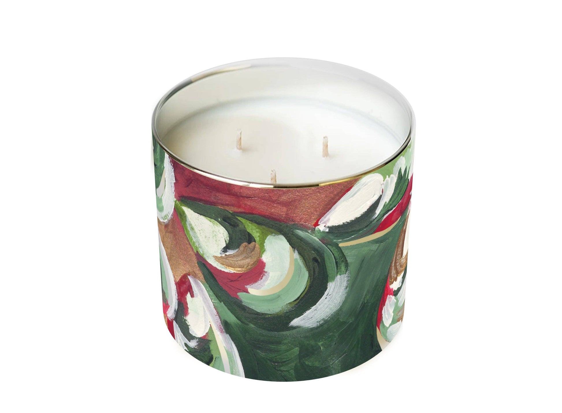 Red and green oyster design Fraser fir scented candle.