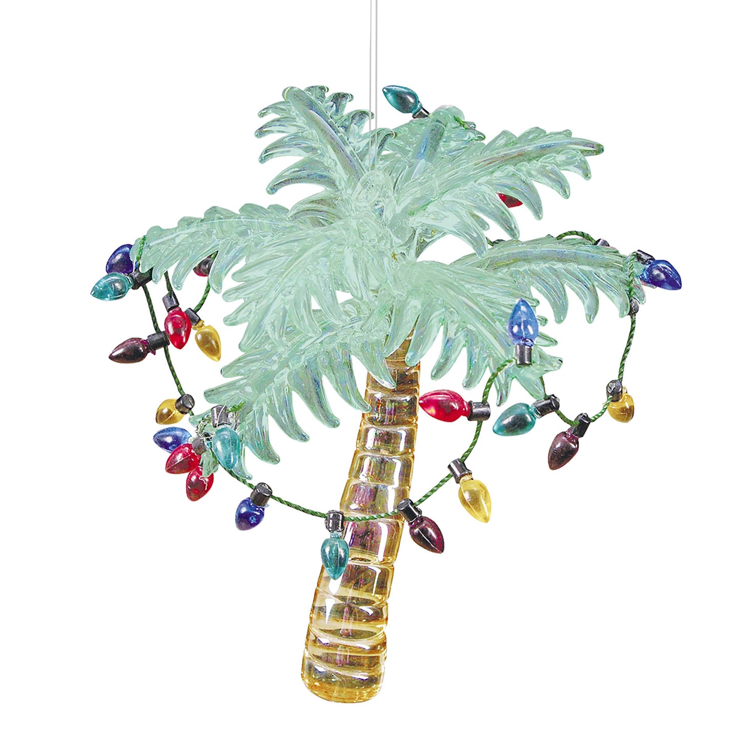 Christmas Palm Tree With Lights Glass Ornament