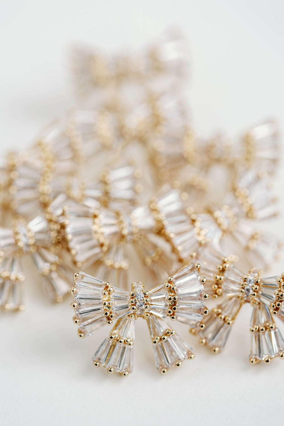Gold Maxi Sparkle Statement Stud Bow Earrings