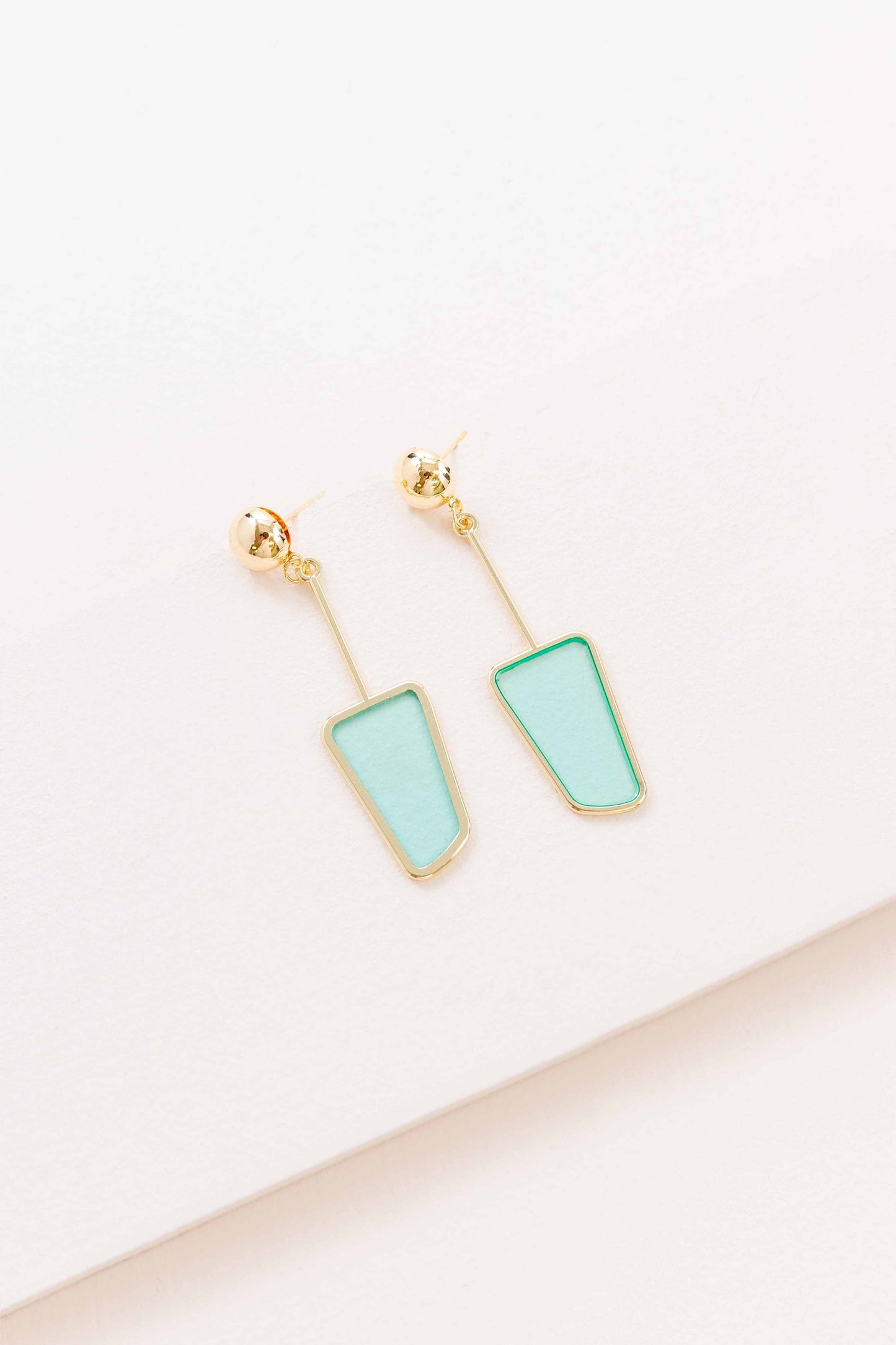 Stained Glass Dangle Earrings (14K) | Turquoise