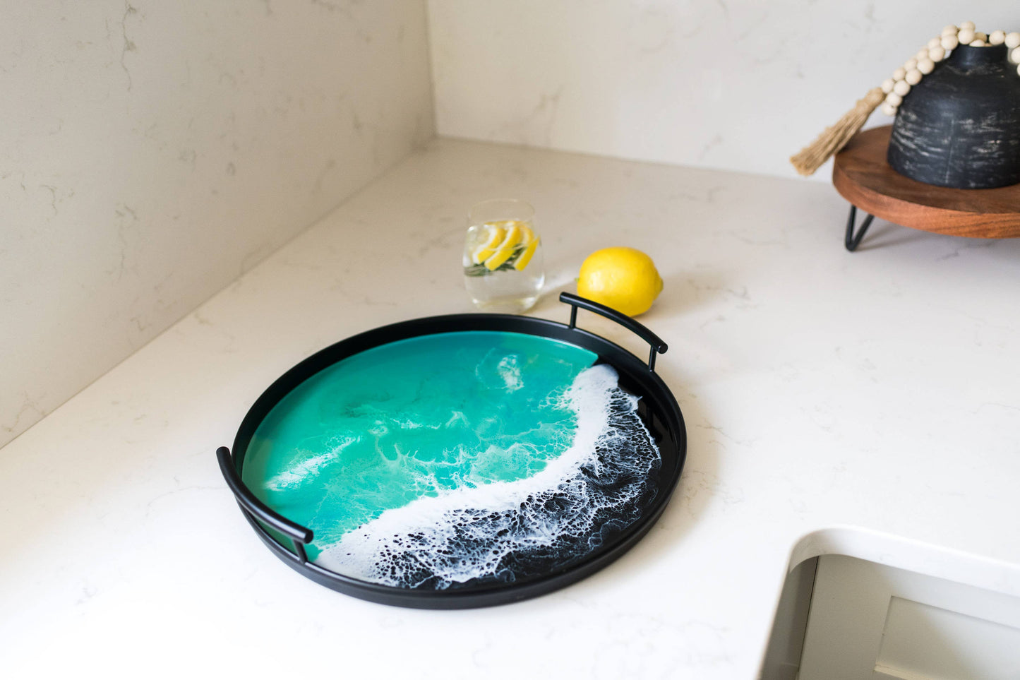 Resin Black Round Tray