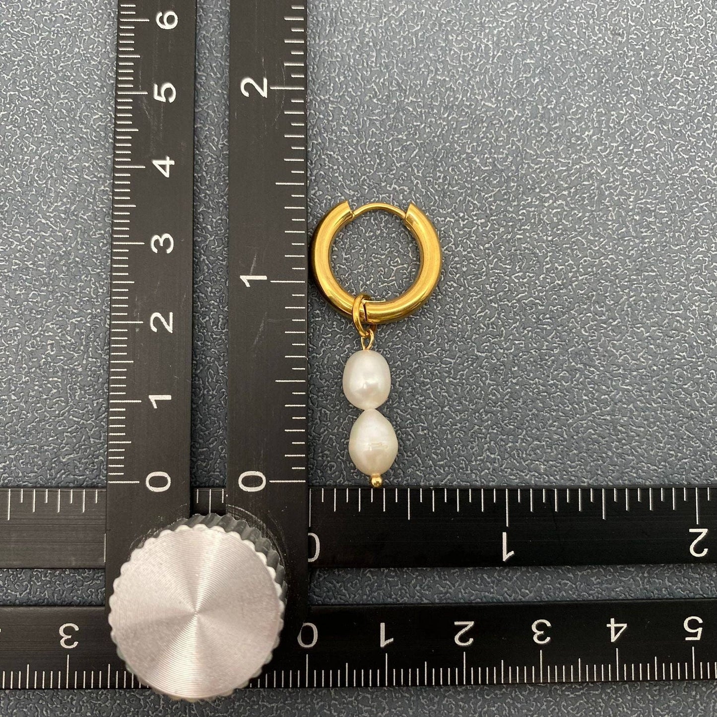 Pearl Charm 18K Gold Plated Huggie Earrings