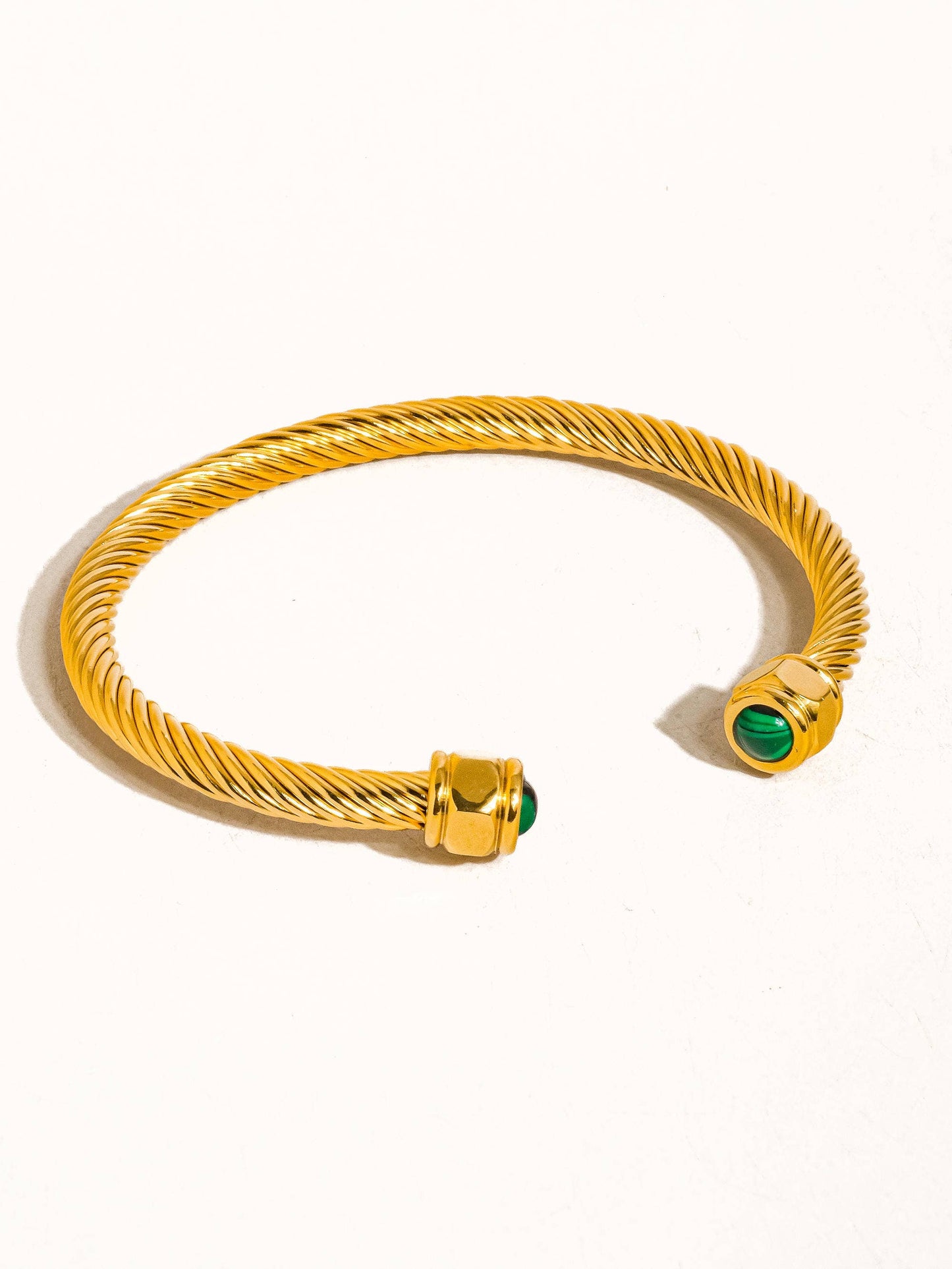 Vail 18K Gold Non-Tarnish Stone Braided Bangle