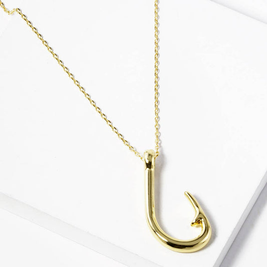 Gold-Dipped Fish Hook Fashion Necklace