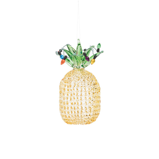 Christmas Pineapple With Lights Spun Glass Ornament