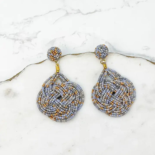 Braided Teardrop Beaded Dangle Earrings
