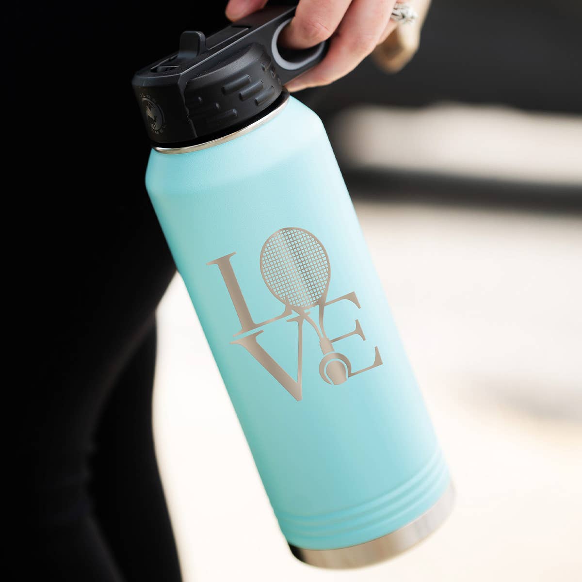 Tennis Love Teal 32oz Insulated Water Bottle