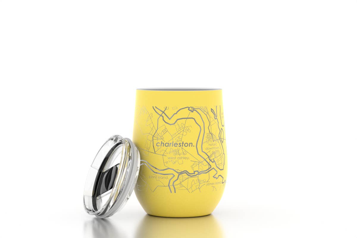 Charleston SC Map 12 oz Insulated Wine Tumbler