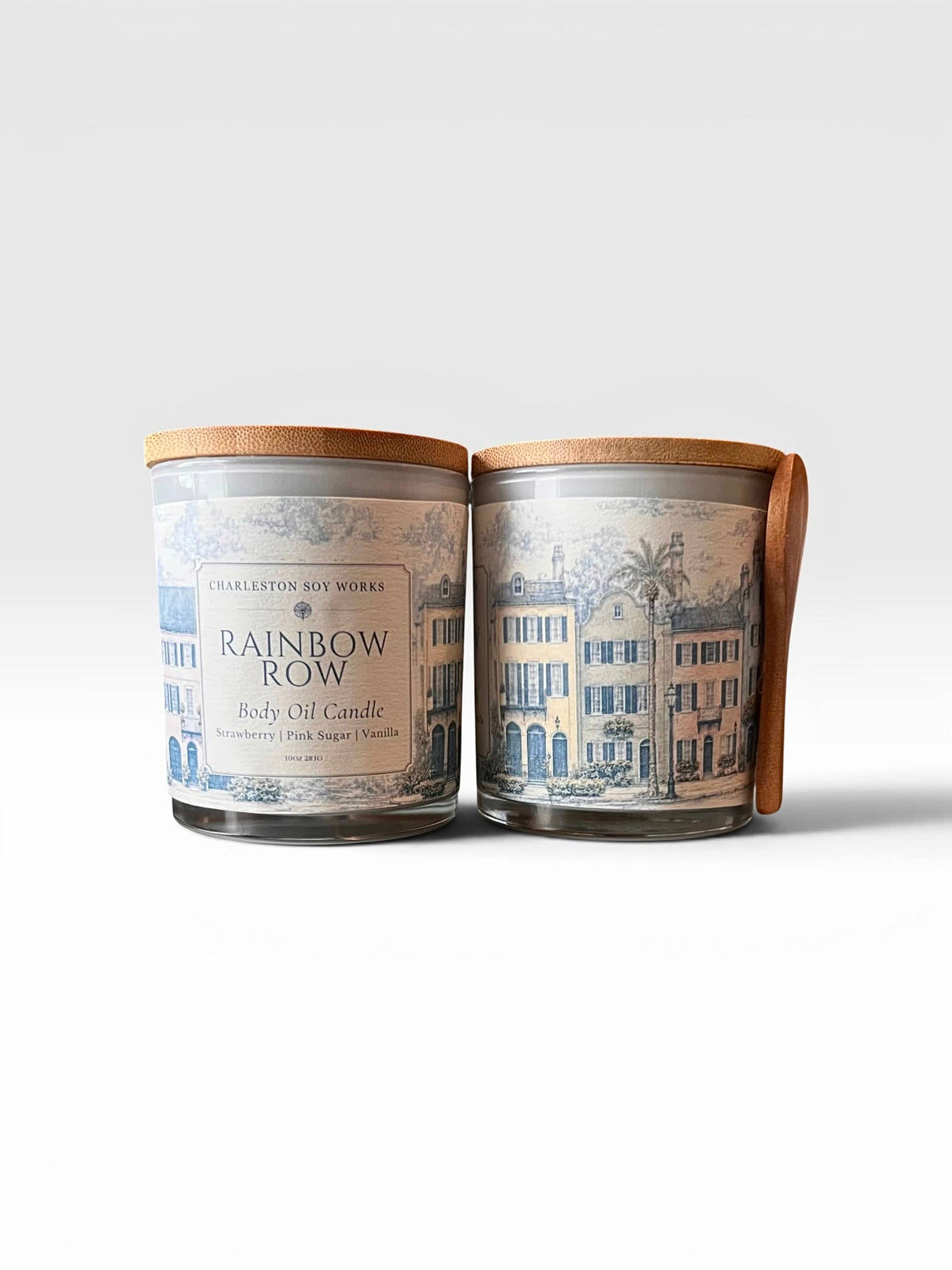 Rainbow Row — Charleston Illustrated Body Oil Candle, 10 oz