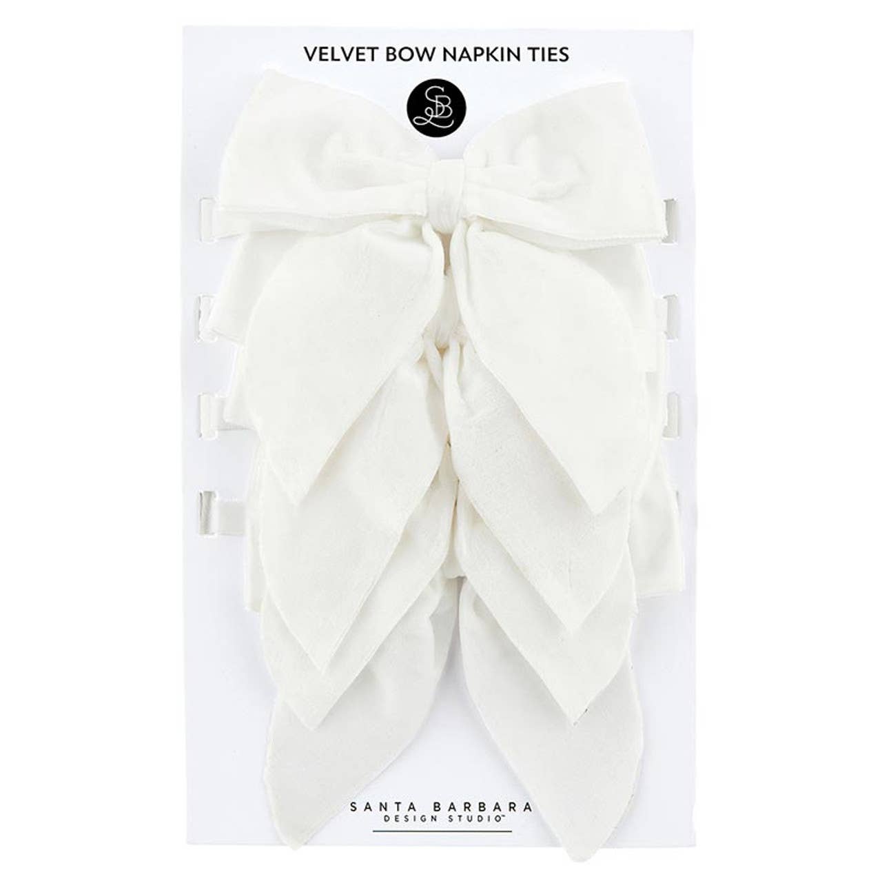 Velvet Bow Napkin Ties - White