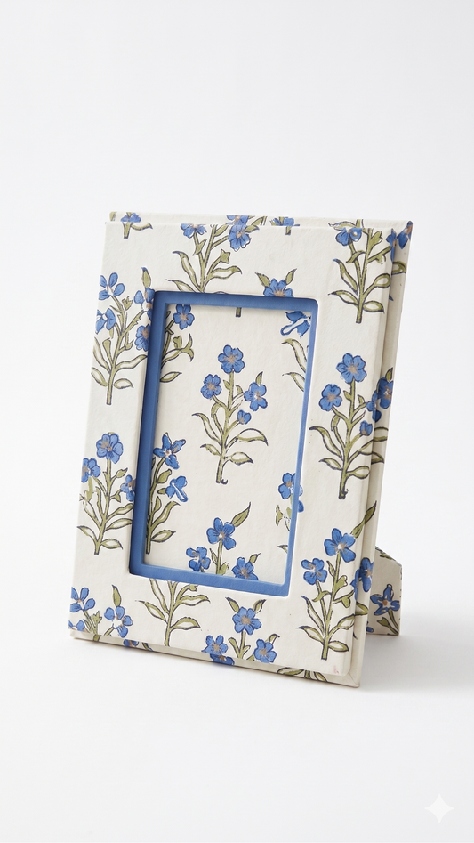 Large Handprint Photo Frame - Sanganer (with gold accents)