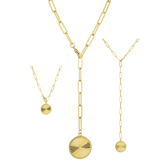 Adjustable Lariat Cross Accented Pendant Necklace