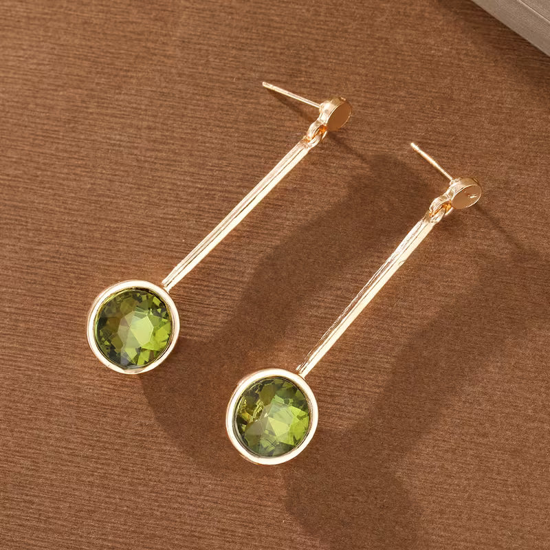 Green Post and Dangle Earrings
