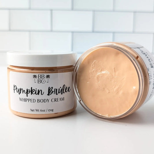 Jar of Pumpkin Bruleé whipped body cream made organically