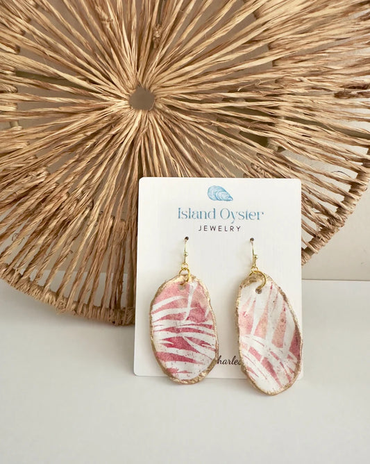 Pink Palms Oyster Shell Earrings
