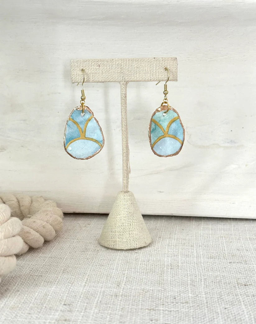Watercolor Oyster Shell Earrings