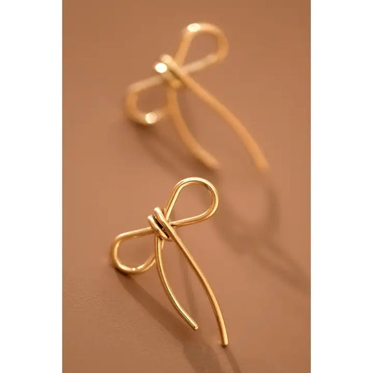 18k Gold Plated Waterproof Stainless Steel Bow Stud Earrings