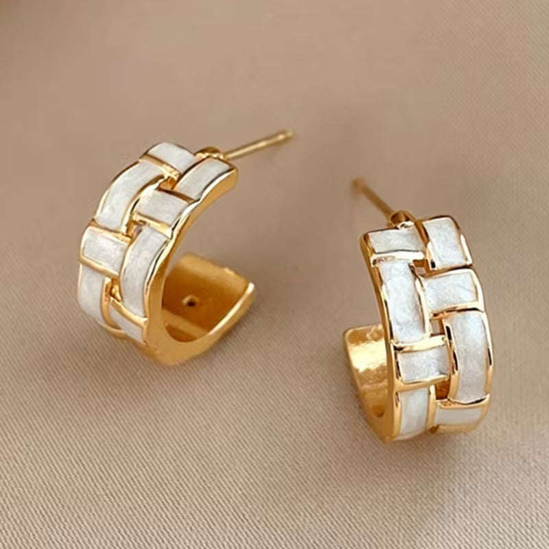 White Enamel Wave Earrings